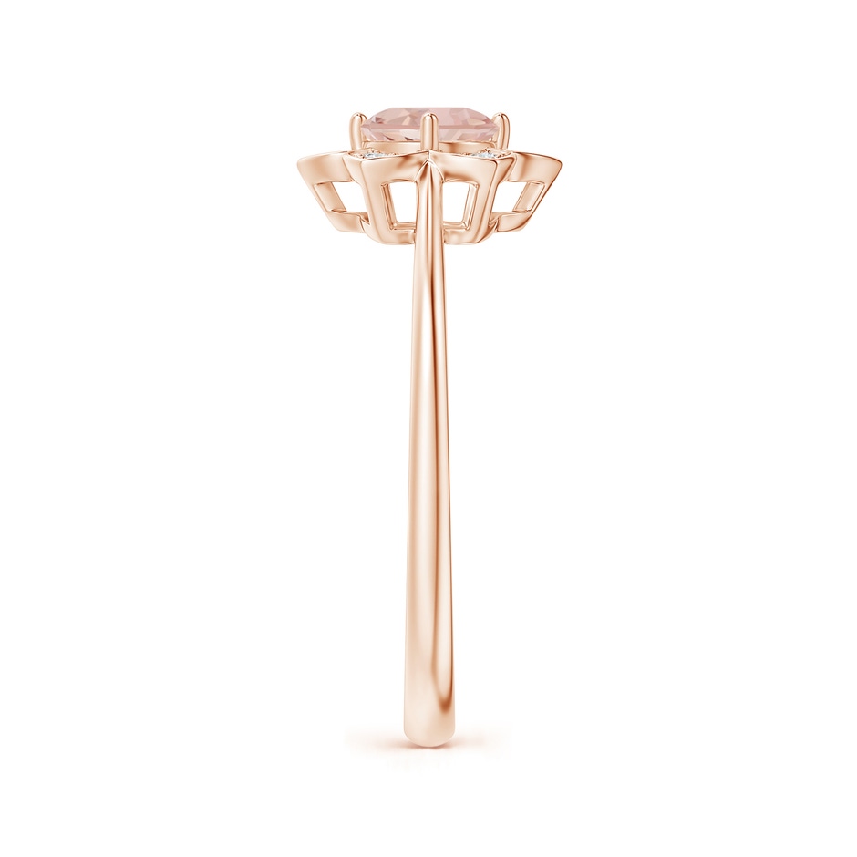 5mm AAAA Round Morganite Cocktail Ring with Floral Diamond Halo in Rose Gold side 2