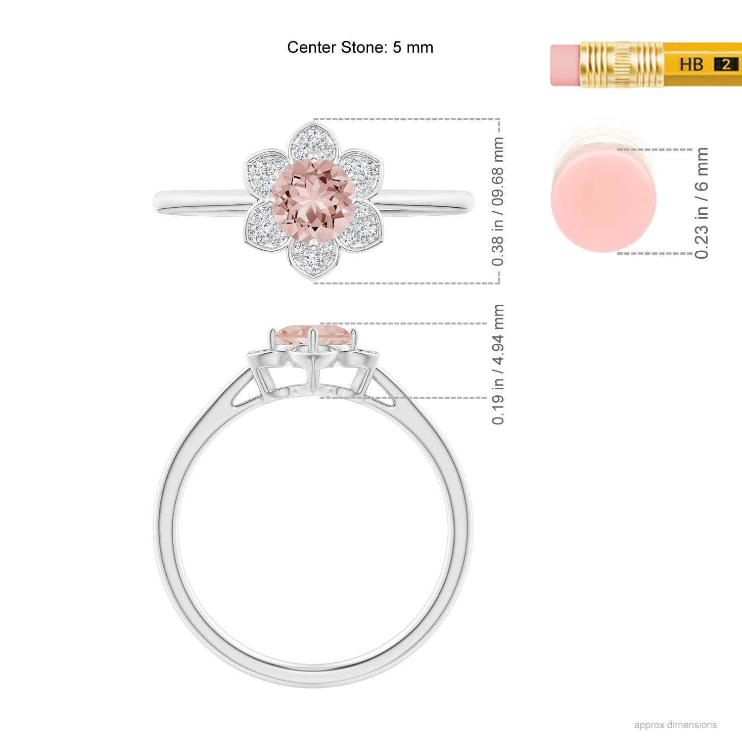 AAAA - Morganite / 0.48 CT / 14 KT White Gold