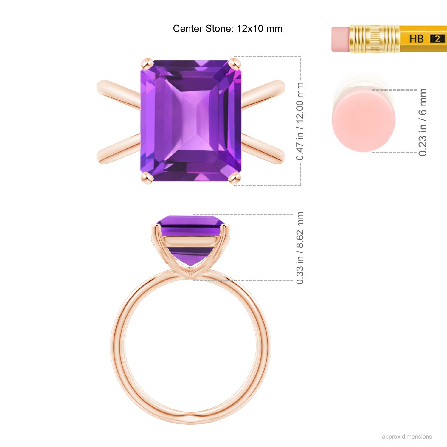 AAA - Amethyst / 5.3 CT / 14 KT Rose Gold