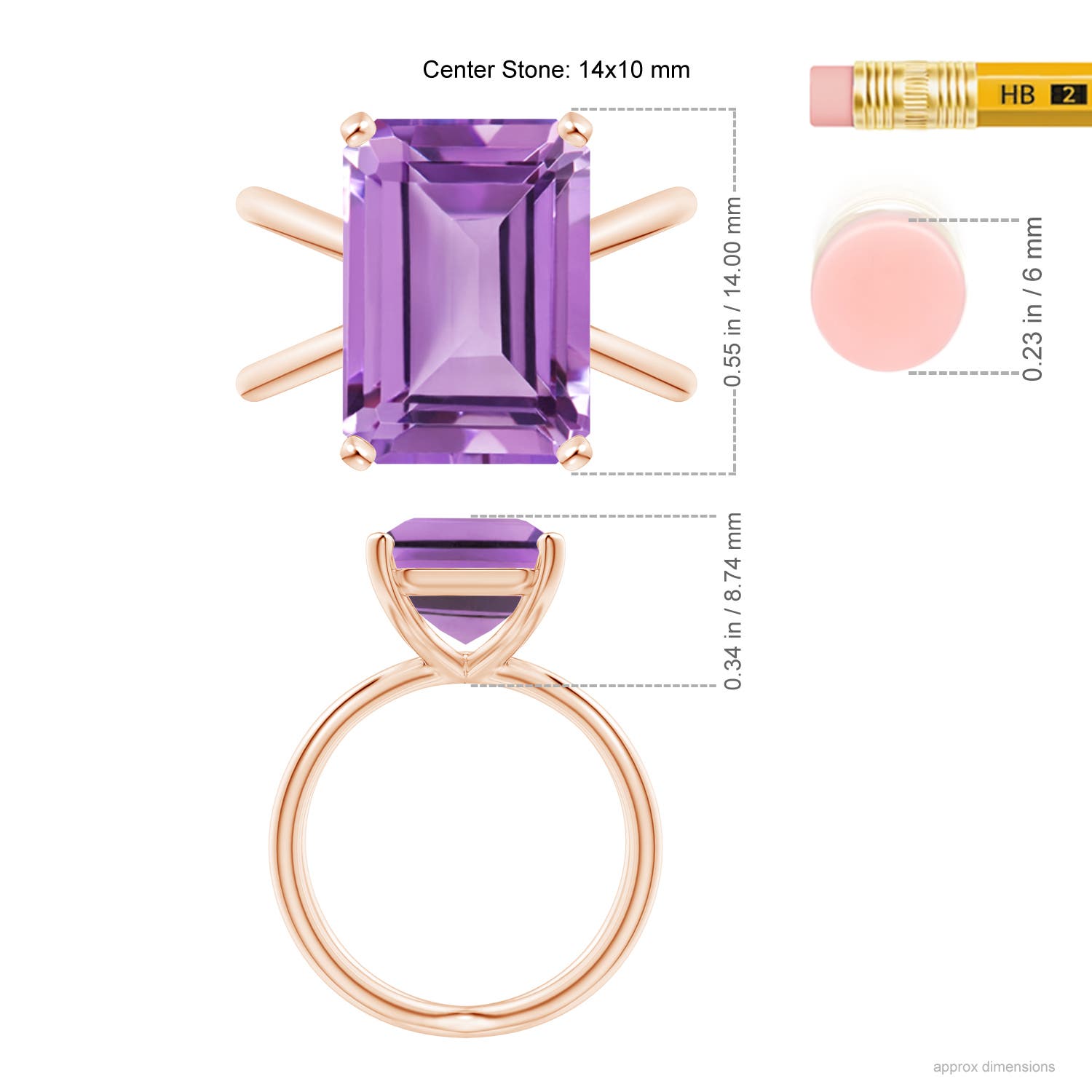 A - Amethyst / 6.5 CT / 14 KT Rose Gold