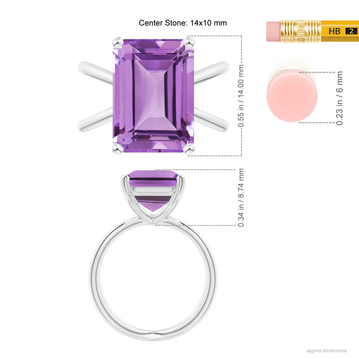 A - Amethyst / 6.5 CT / 14 KT White Gold