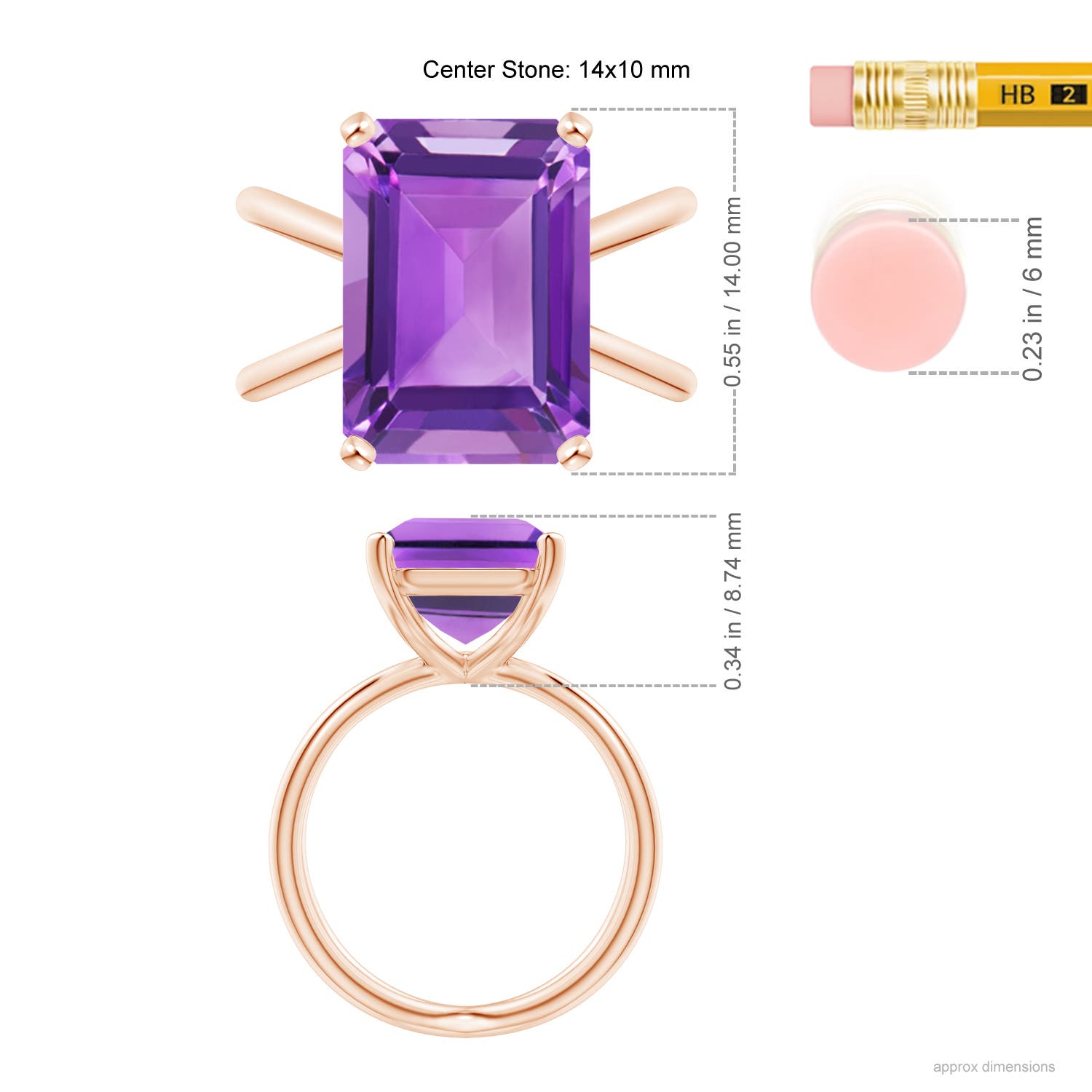 AA - Amethyst / 6.5 CT / 14 KT Rose Gold