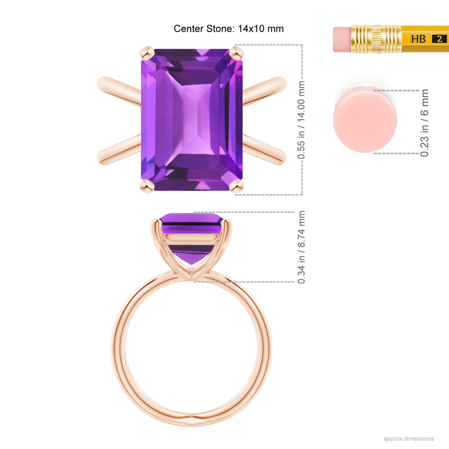 AAA - Amethyst / 6.5 CT / 14 KT Rose Gold