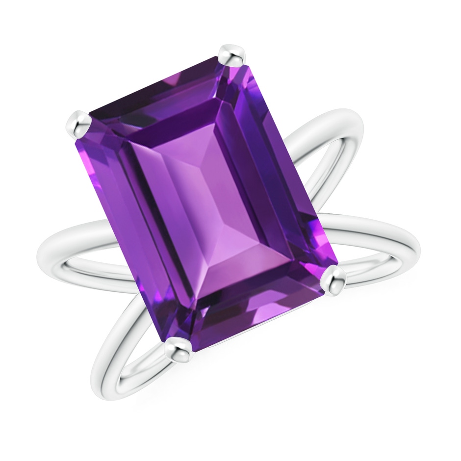 14x10mm AAAA Emerald-Cut Amethyst Criss-Cross Split Shank Cocktail Ring in P950 Platinum 