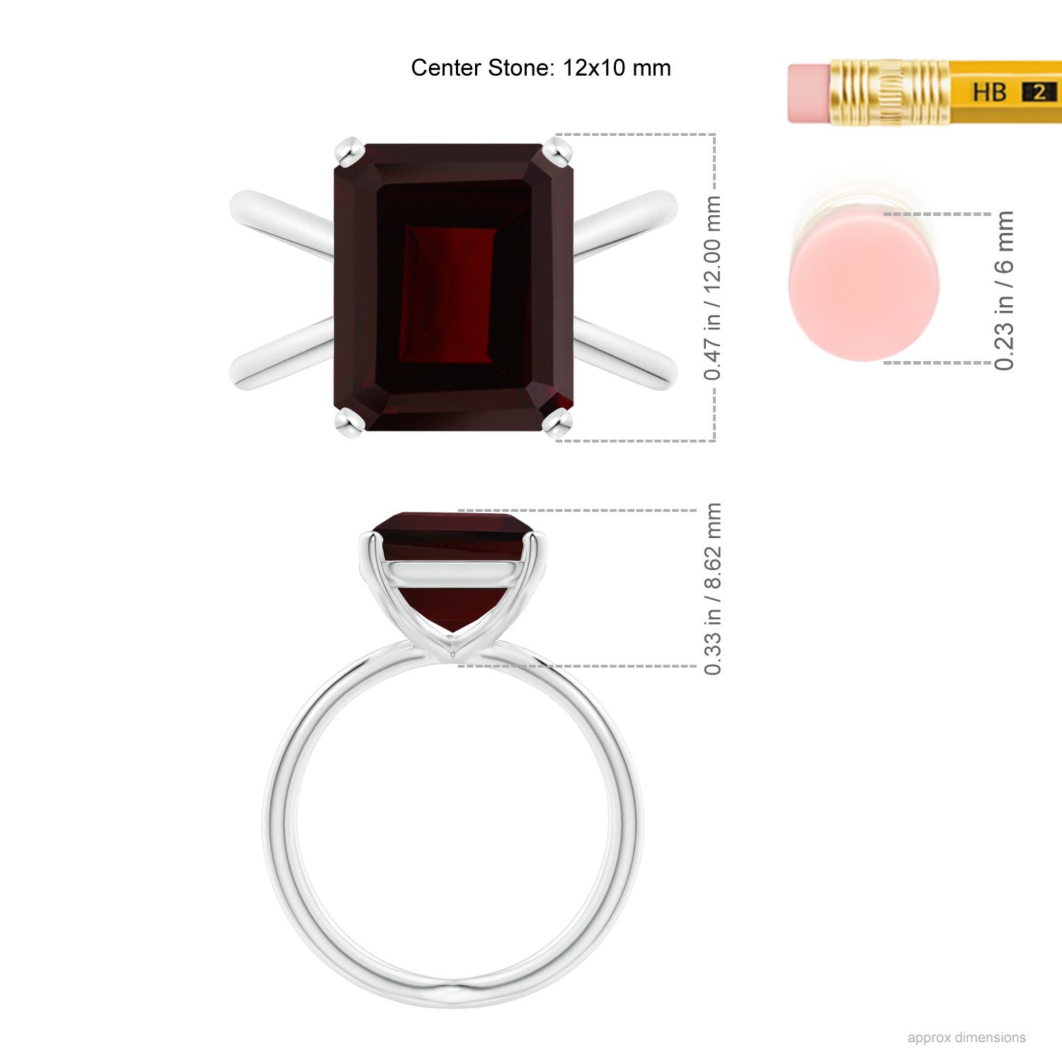 A - Garnet / 7.45 CT / 14 KT White Gold