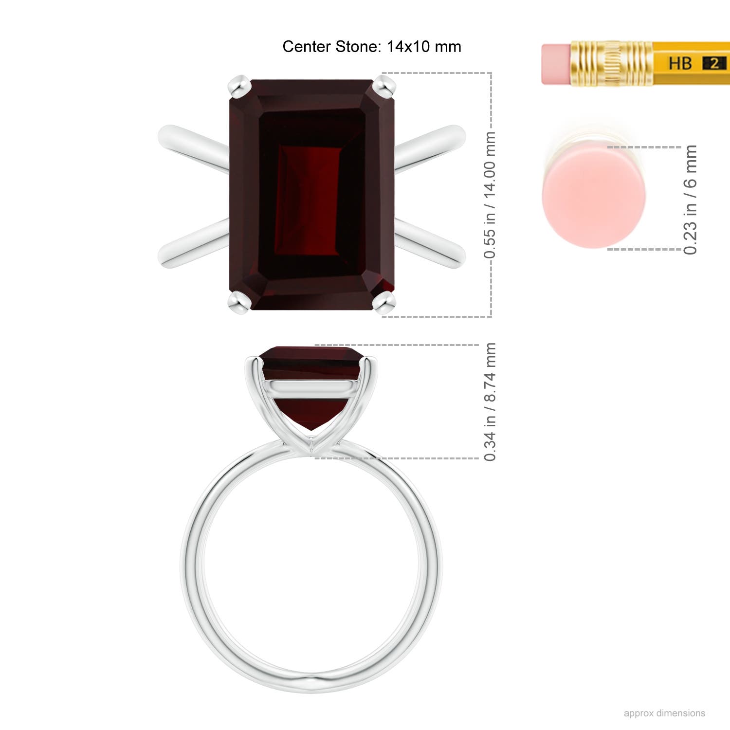 A - Garnet / 8.5 CT / 14 KT White Gold