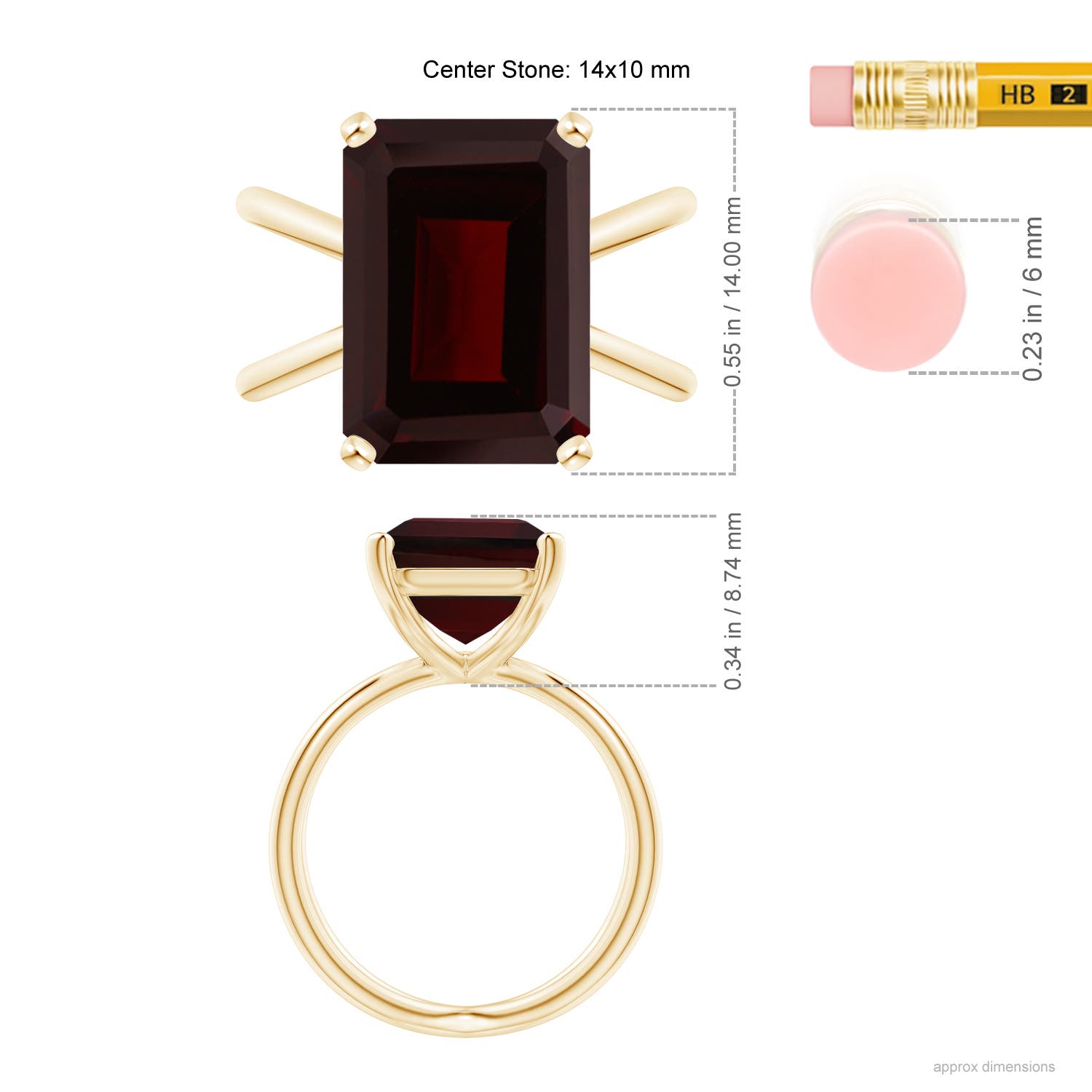 A - Garnet / 8.5 CT / 14 KT Yellow Gold