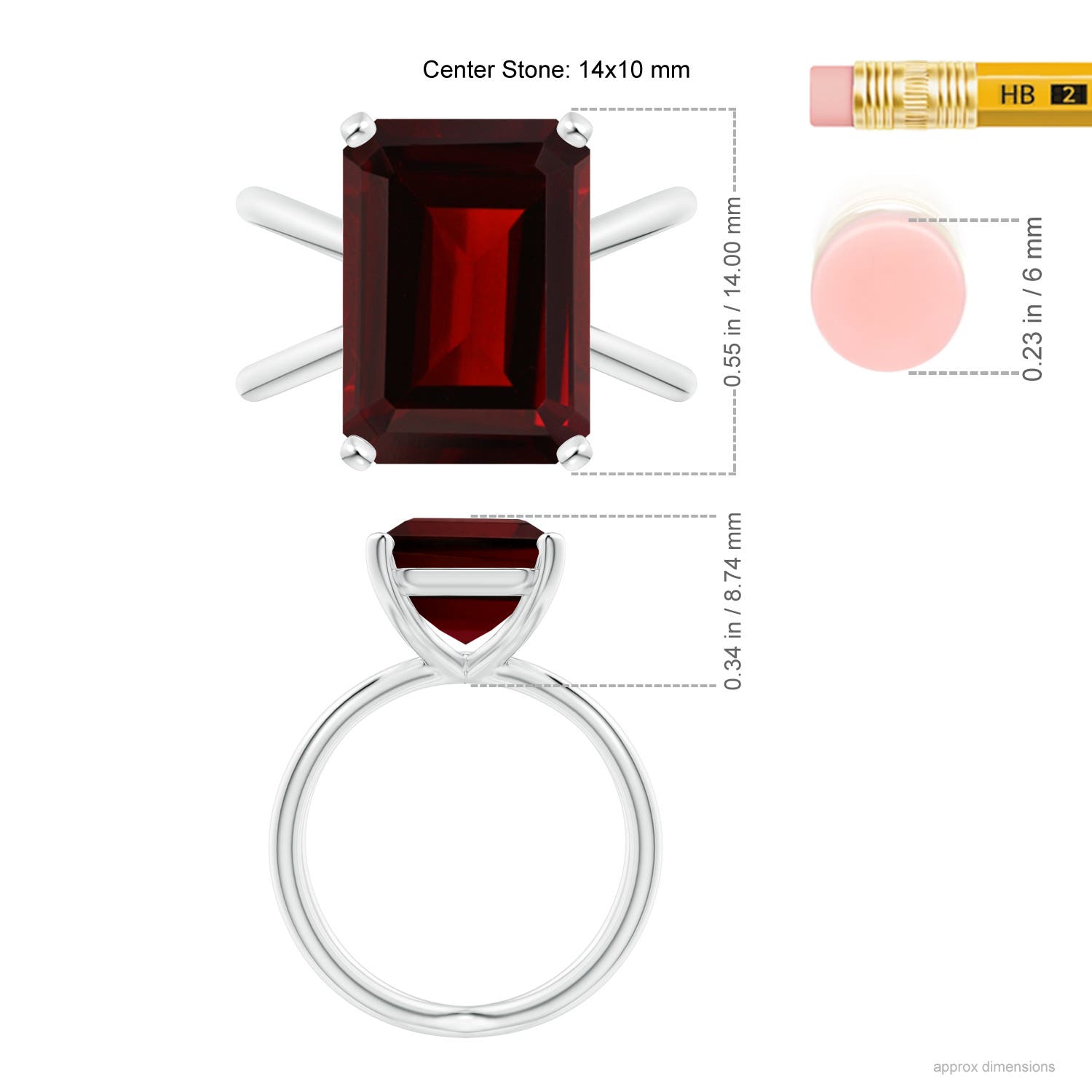 AA - Garnet / 8.5 CT / 14 KT White Gold