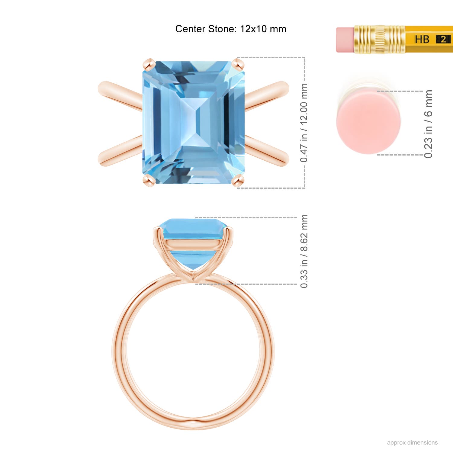 A - Swiss Blue Topaz / 7.2 CT / 14 KT Rose Gold