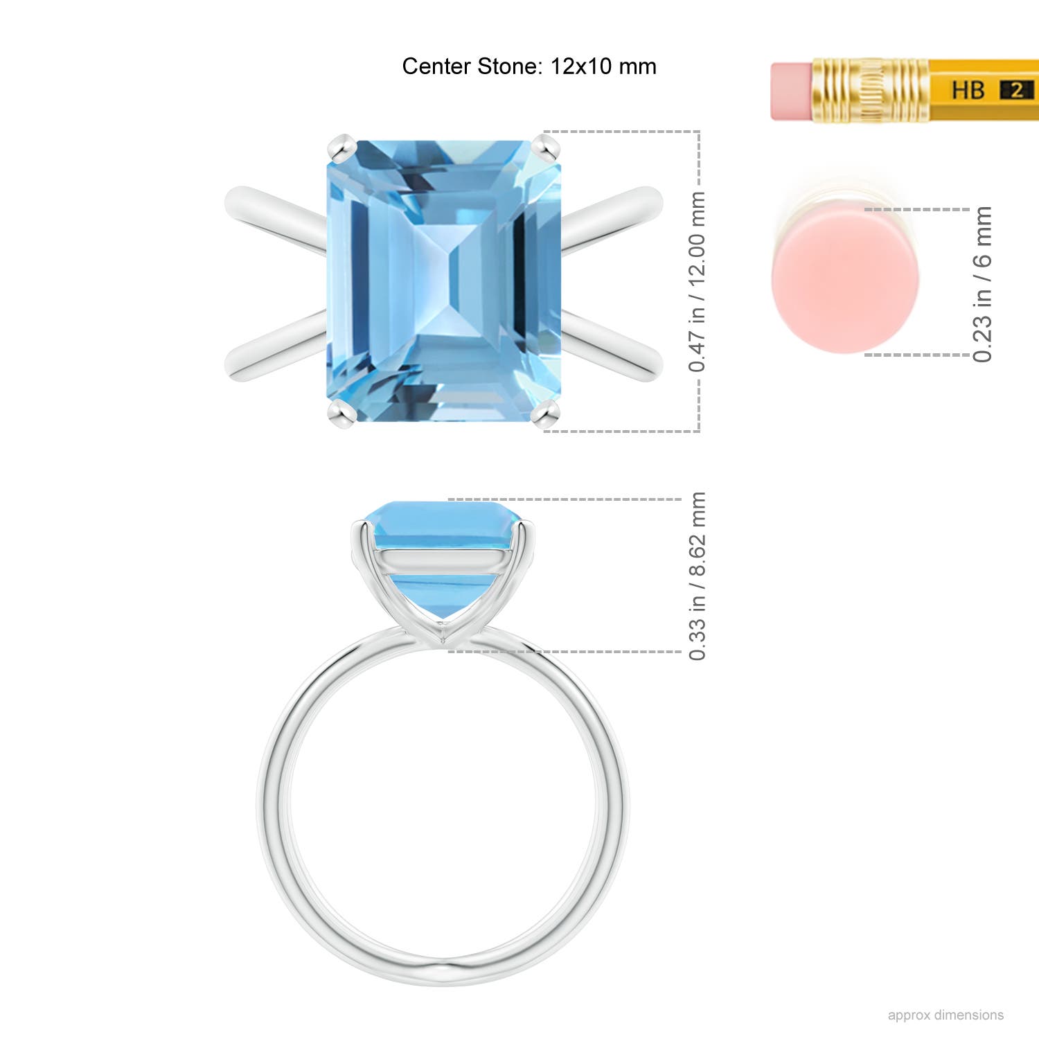 A - Swiss Blue Topaz / 7.2 CT / 14 KT White Gold