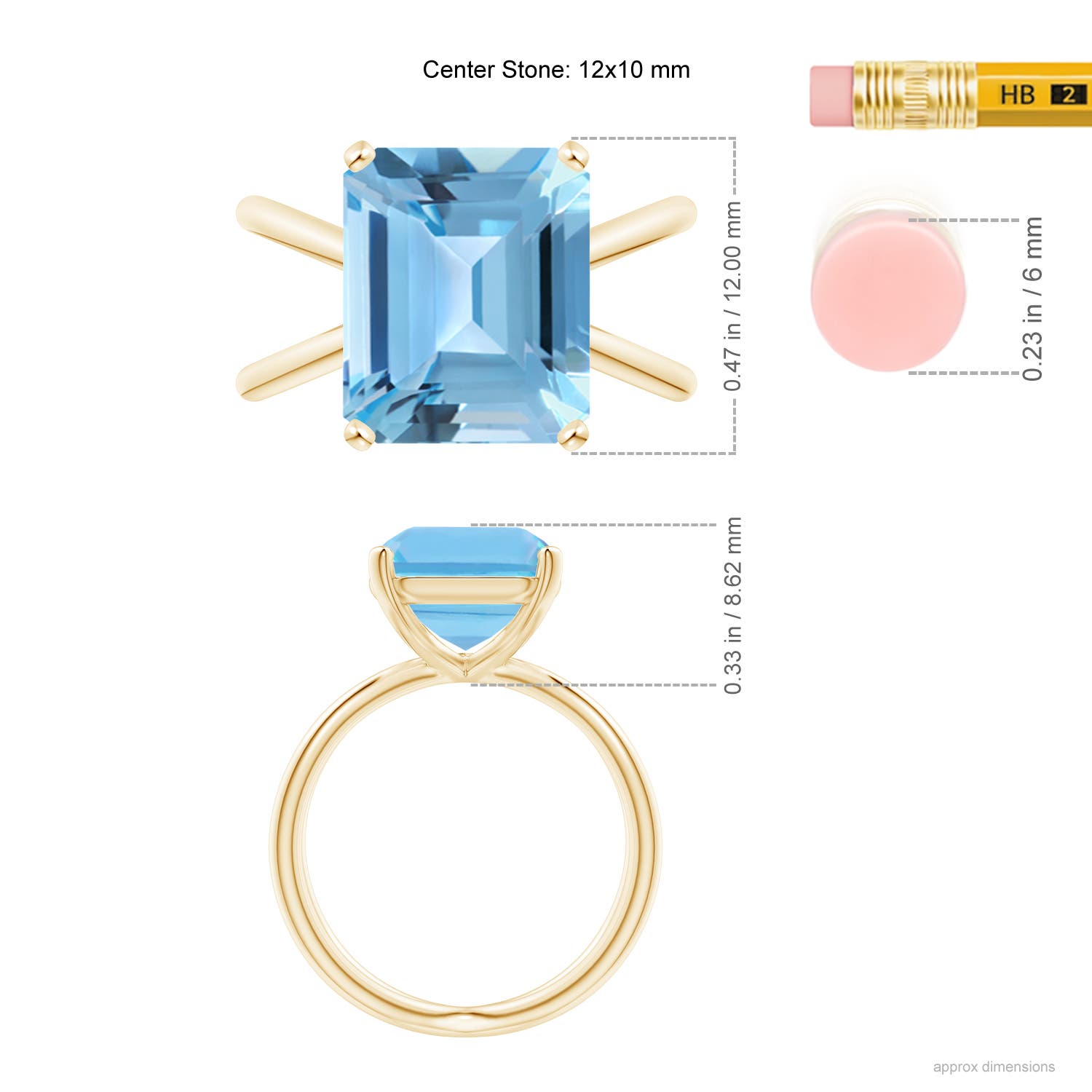 A - Swiss Blue Topaz / 7.2 CT / 14 KT Yellow Gold