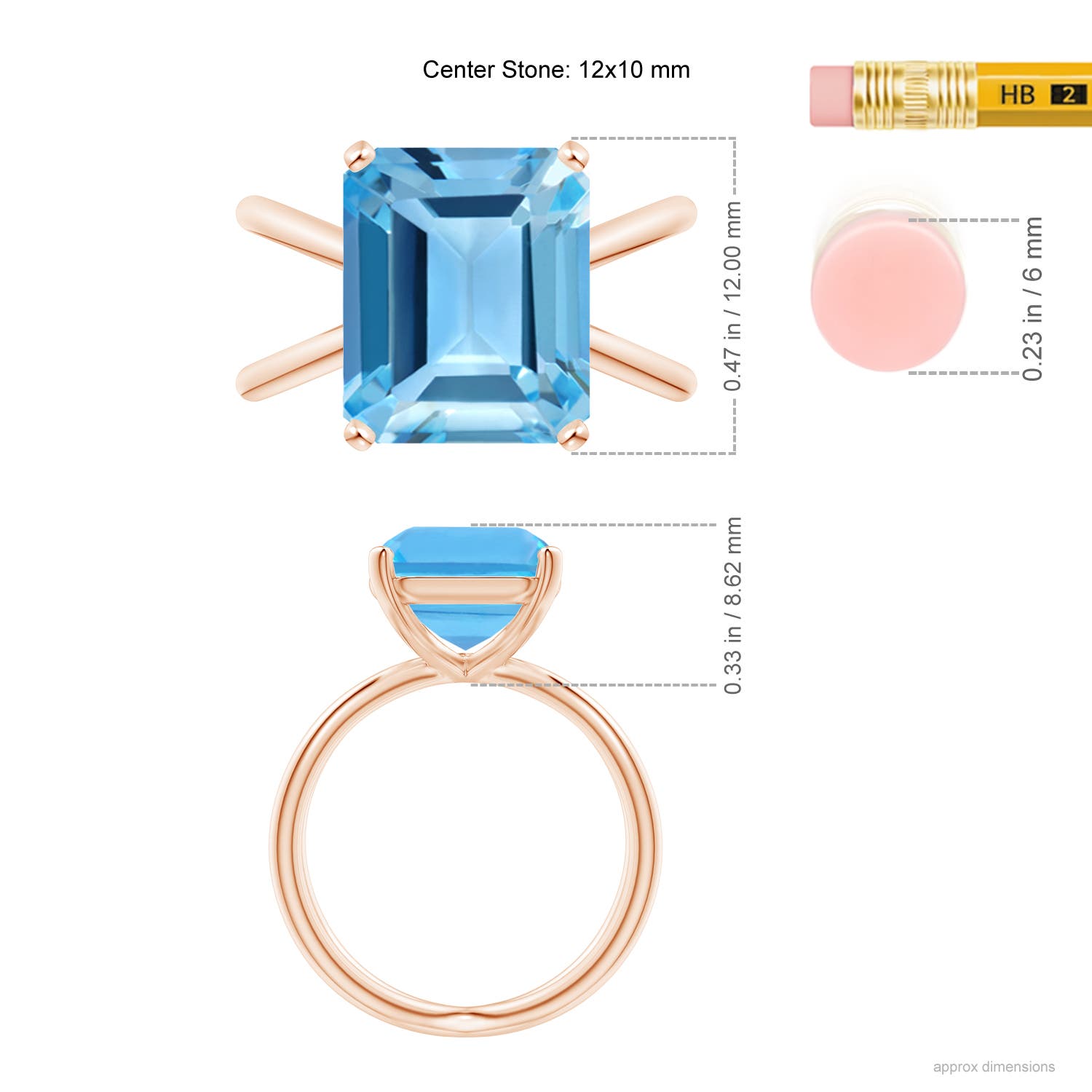 AA - Swiss Blue Topaz / 7.2 CT / 14 KT Rose Gold