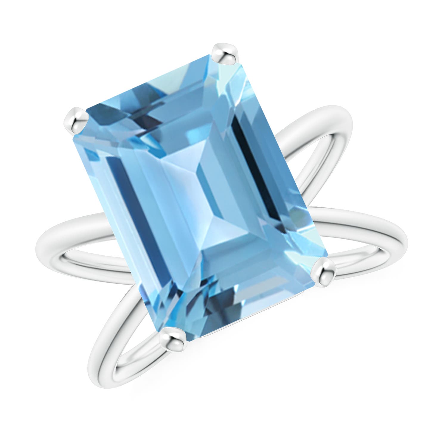 A - Swiss Blue Topaz / 10 CT / 14 KT White Gold