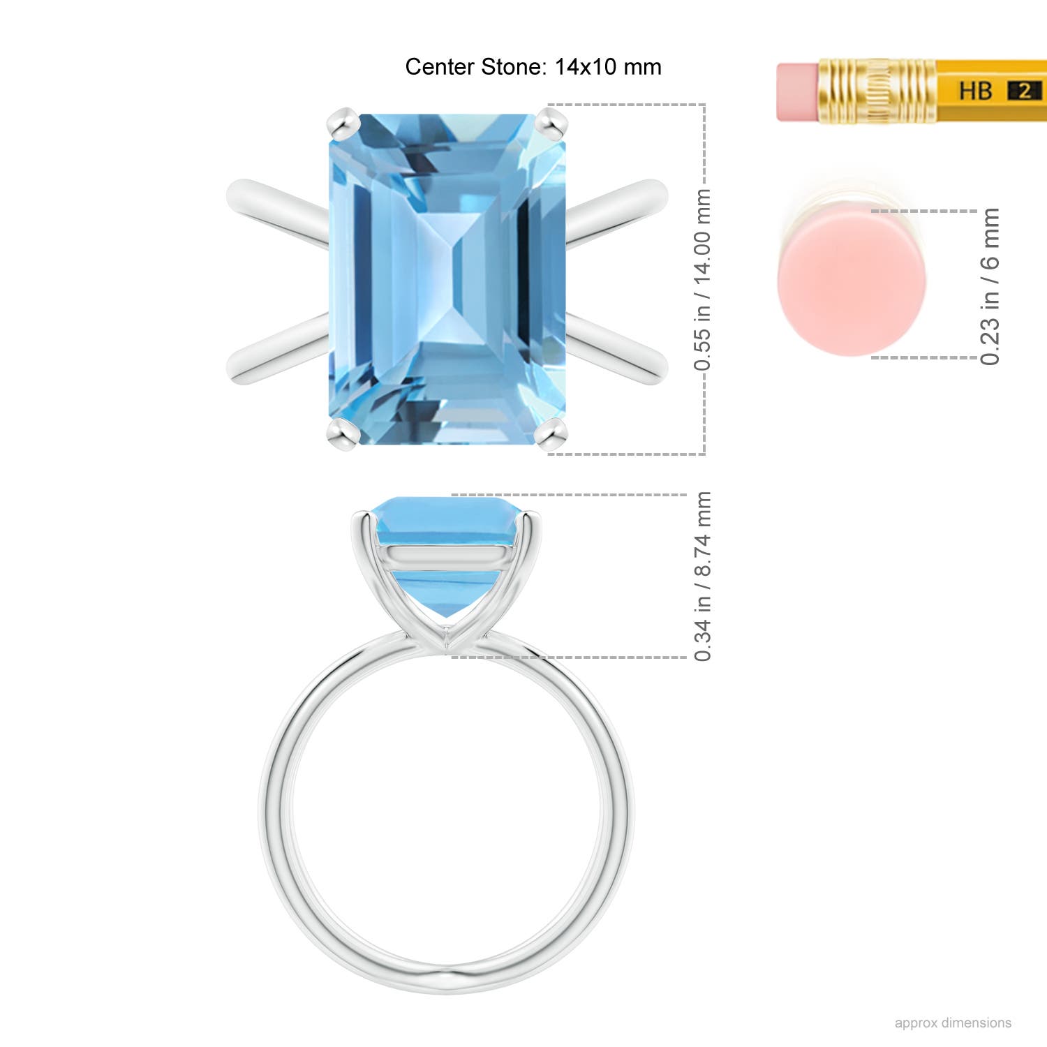 A - Swiss Blue Topaz / 10 CT / 14 KT White Gold