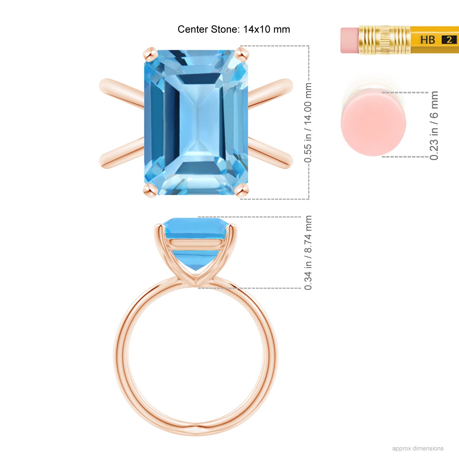 AA - Swiss Blue Topaz / 10 CT / 14 KT Rose Gold