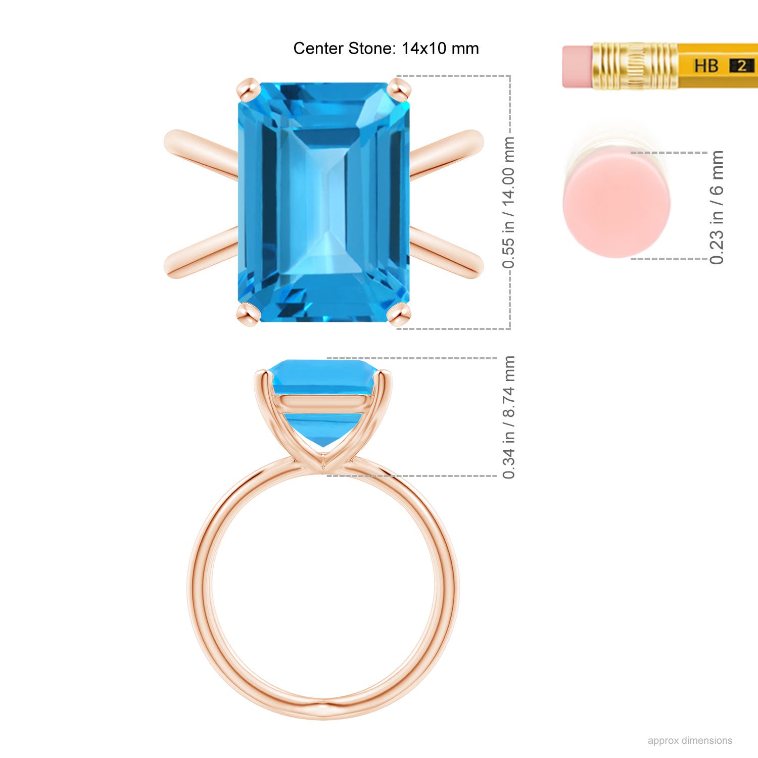 AAA - Swiss Blue Topaz / 10 CT / 14 KT Rose Gold