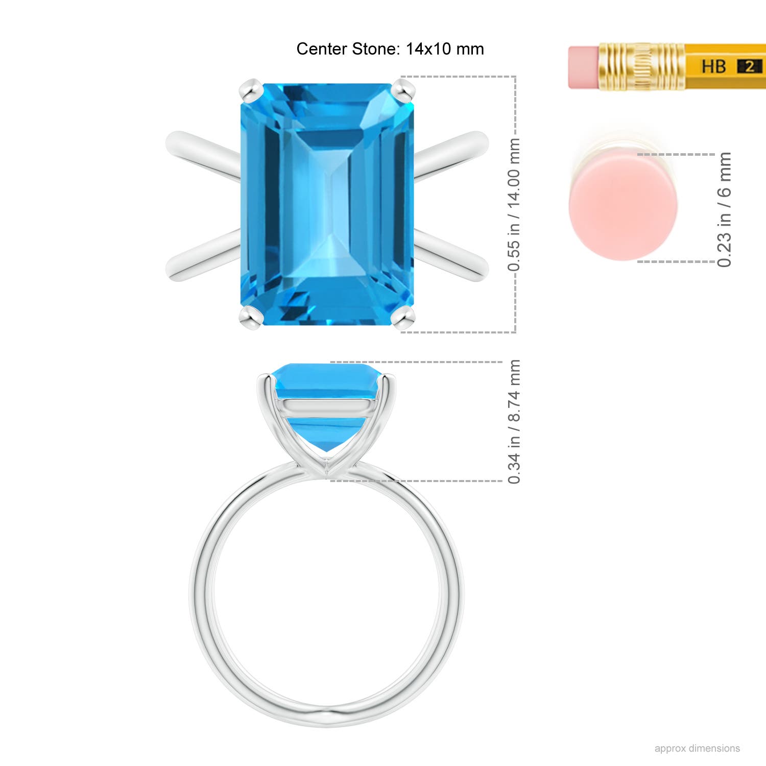 AAA - Swiss Blue Topaz / 10 CT / 14 KT White Gold