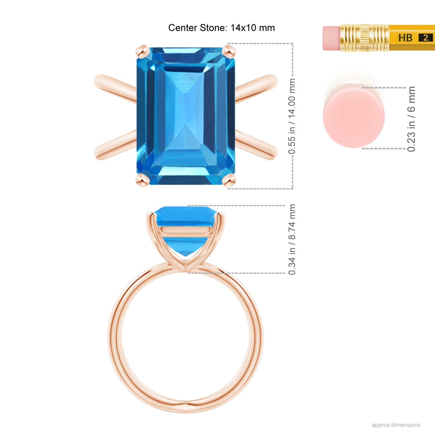 AAAA - Swiss Blue Topaz / 10 CT / 14 KT Rose Gold