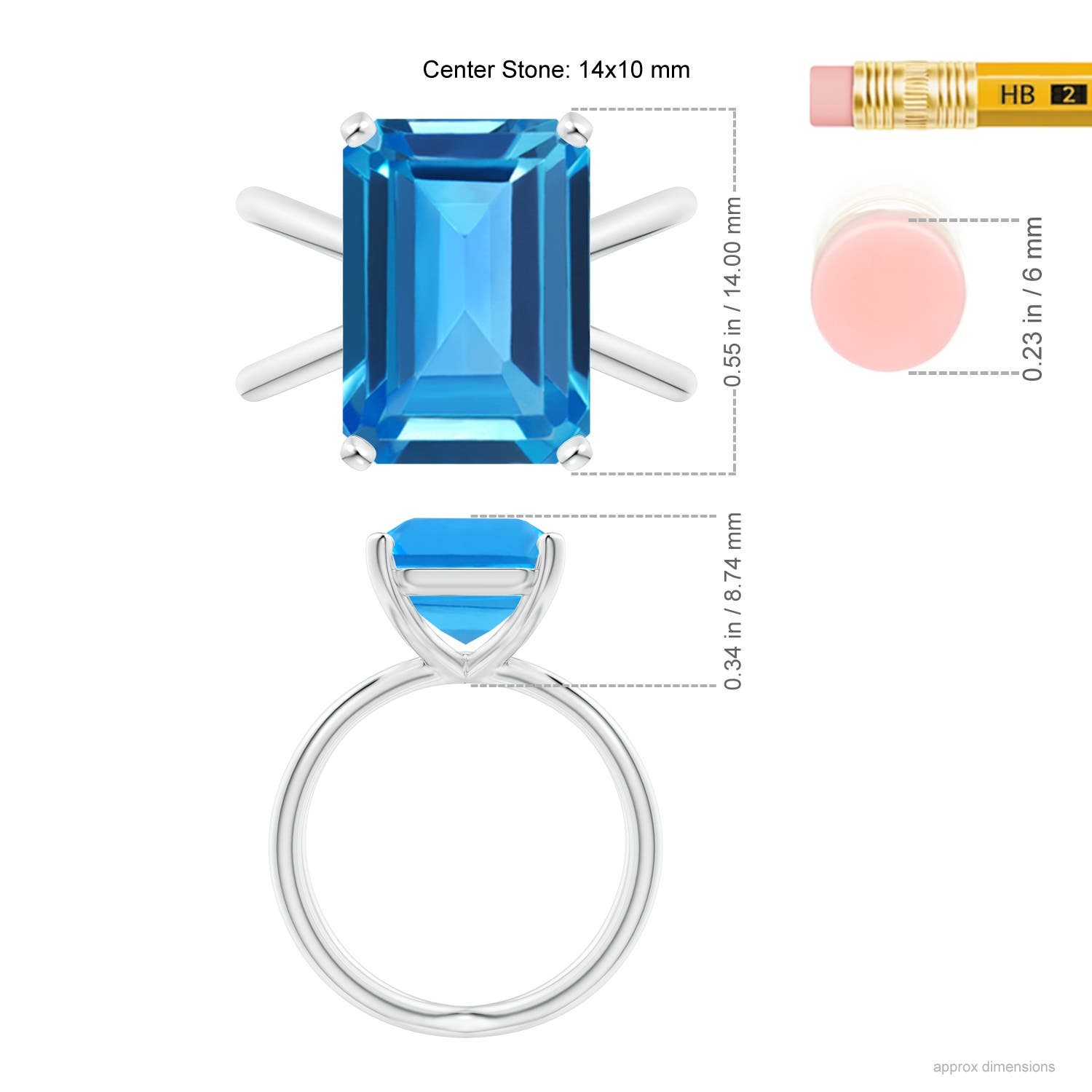 AAAA - Swiss Blue Topaz / 10 CT / 14 KT White Gold