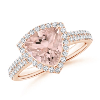 8mm A Trillion Morganite Cocktail Halo Ring with Diamond Accents in Rose Gold