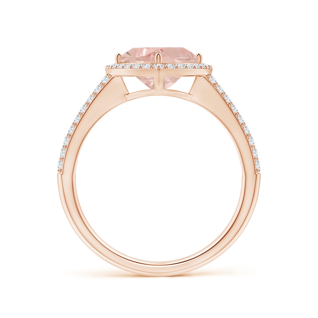 8mm A Trillion Morganite Cocktail Halo Ring with Diamond Accents in Rose Gold Side 1