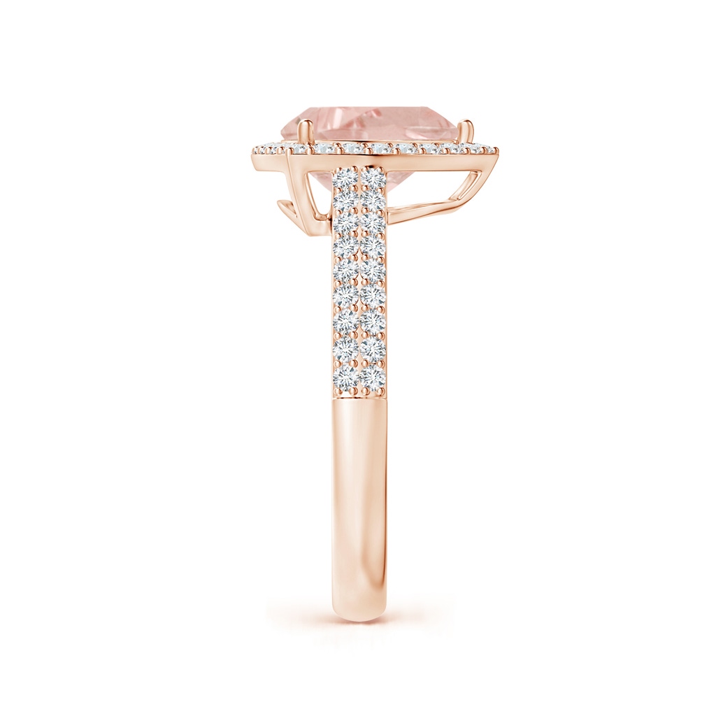 8mm A Trillion Morganite Cocktail Halo Ring with Diamond Accents in Rose Gold Side 2