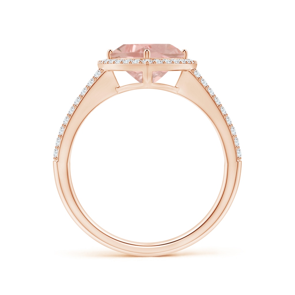 8mm AA Trillion Morganite Cocktail Halo Ring with Diamond Accents in Rose Gold Side 1