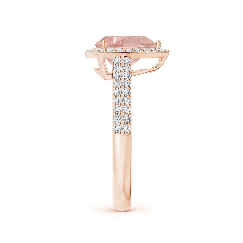8mm AA Trillion Morganite Cocktail Halo Ring with Diamond Accents in Rose Gold Side 2