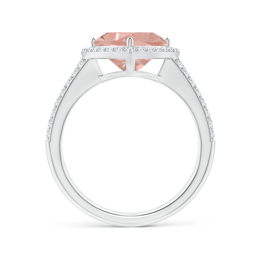9mm AAA Trillion Morganite Cocktail Halo Ring with Diamond Accents in White Gold Side 1