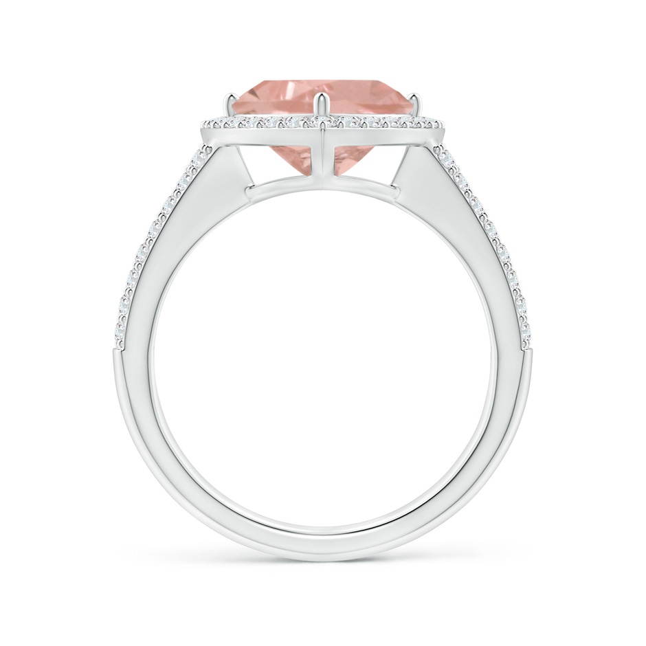 9mm AAA Trillion Morganite Cocktail Halo Ring with Diamond Accents in White Gold side 1