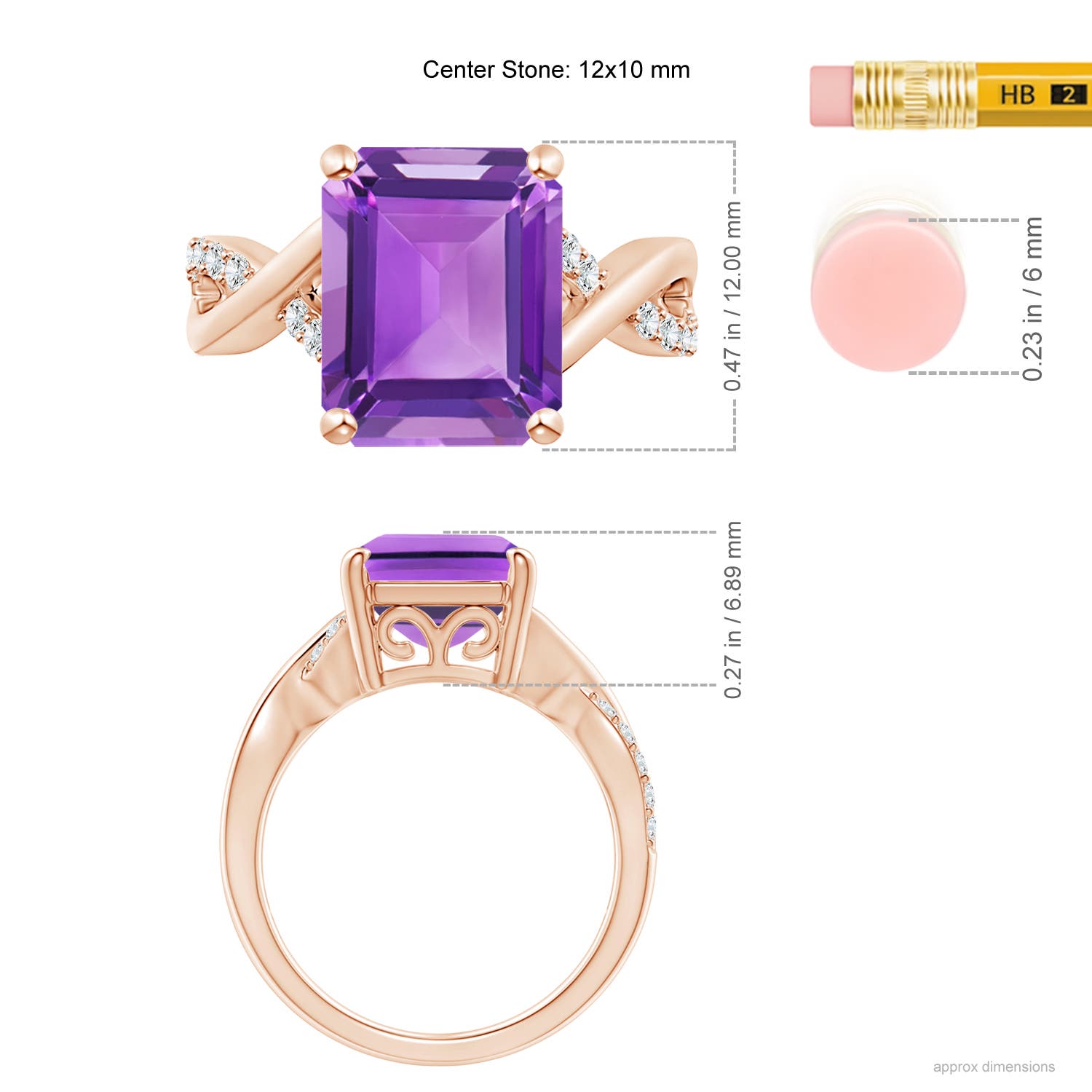 AA - Amethyst / 5.47 CT / 14 KT Rose Gold