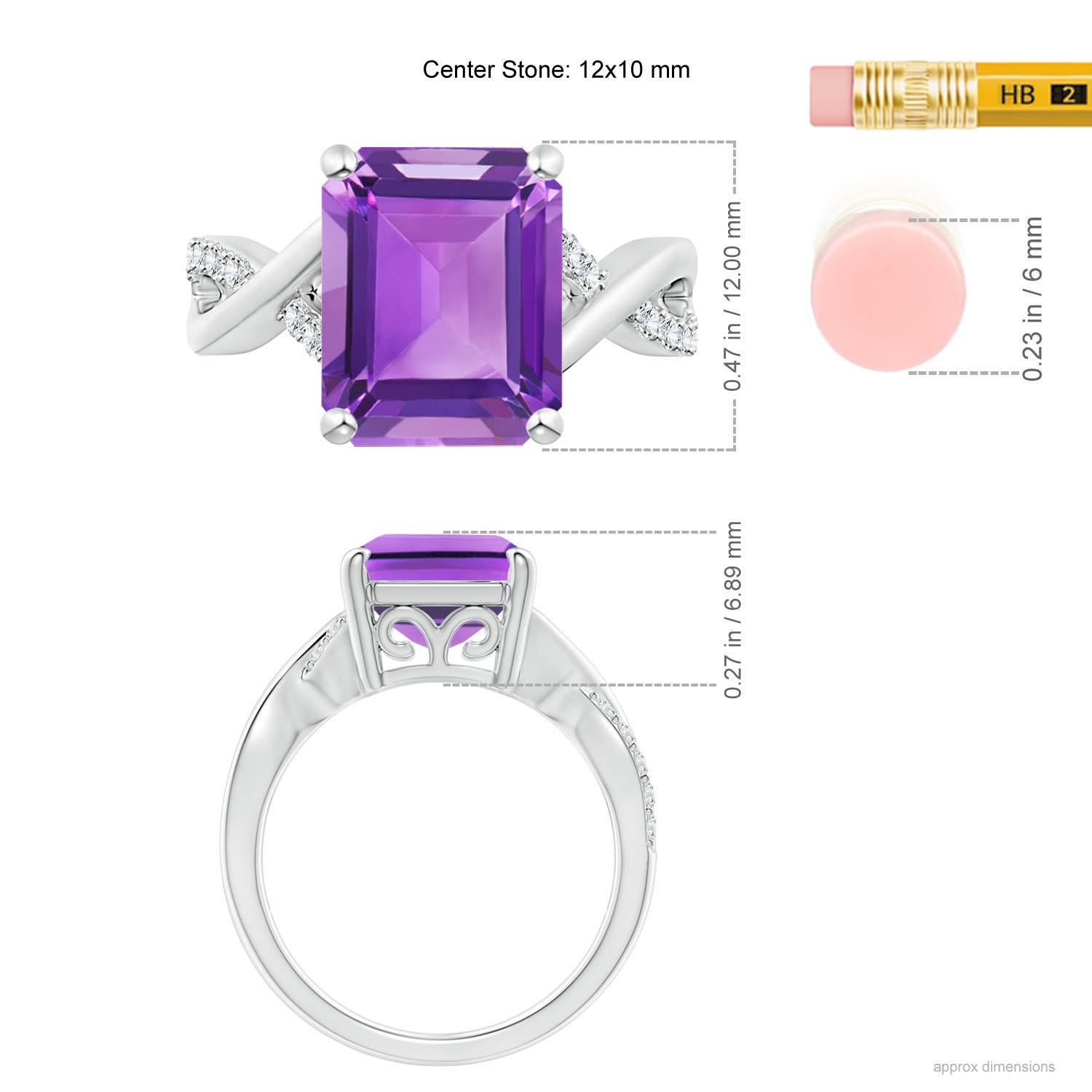 AA - Amethyst / 5.47 CT / 14 KT White Gold