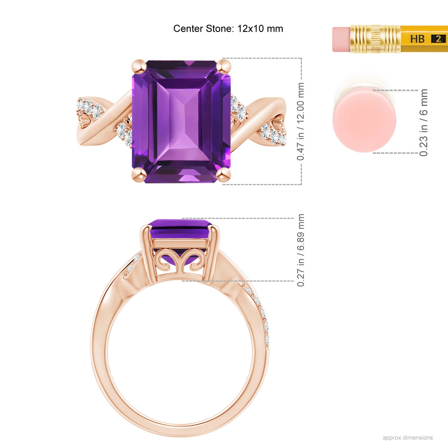 AAAA - Amethyst / 5.47 CT / 14 KT Rose Gold