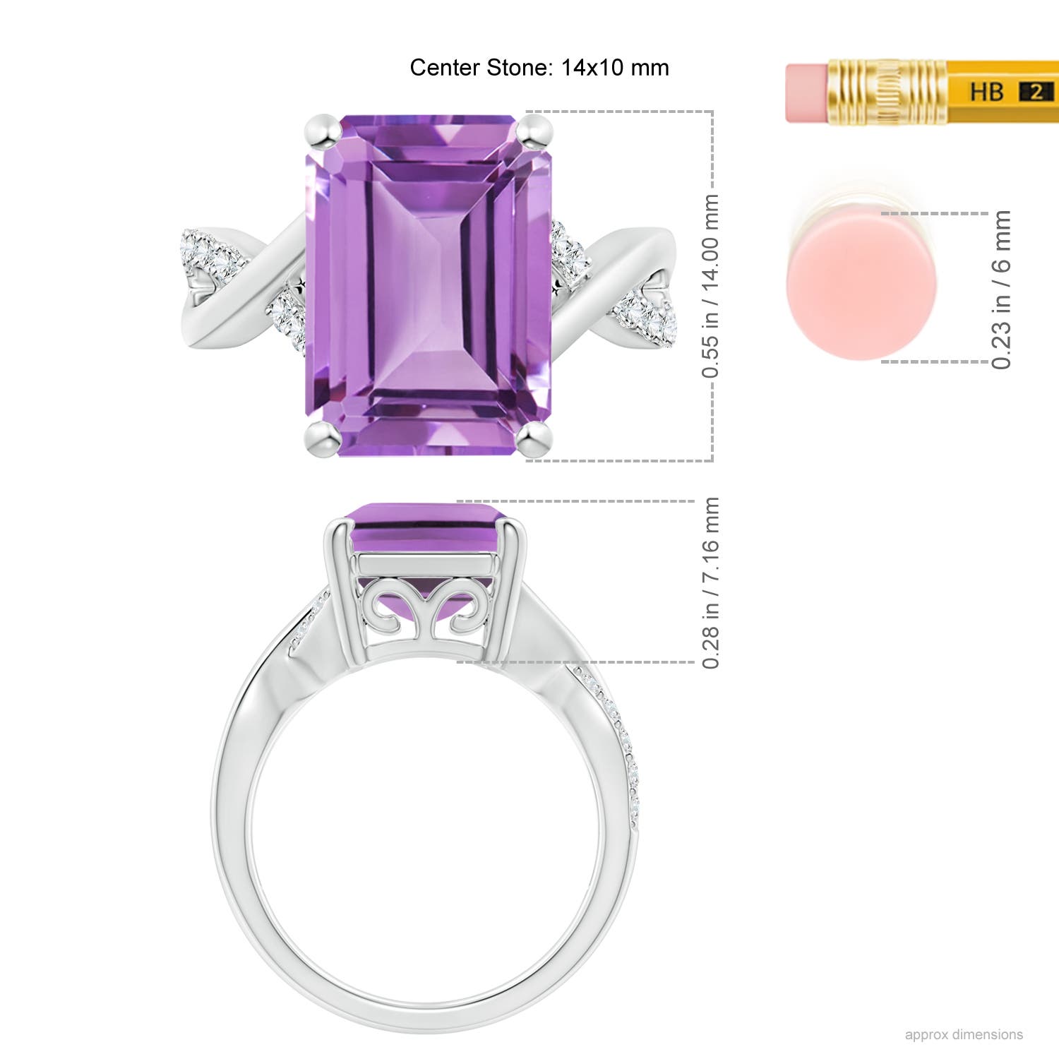 A - Amethyst / 6.7 CT / 14 KT White Gold