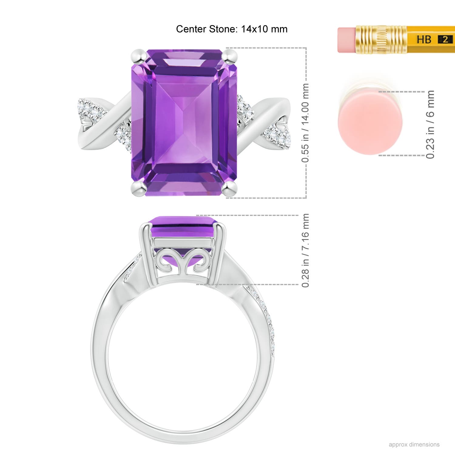 AA - Amethyst / 6.7 CT / 14 KT White Gold