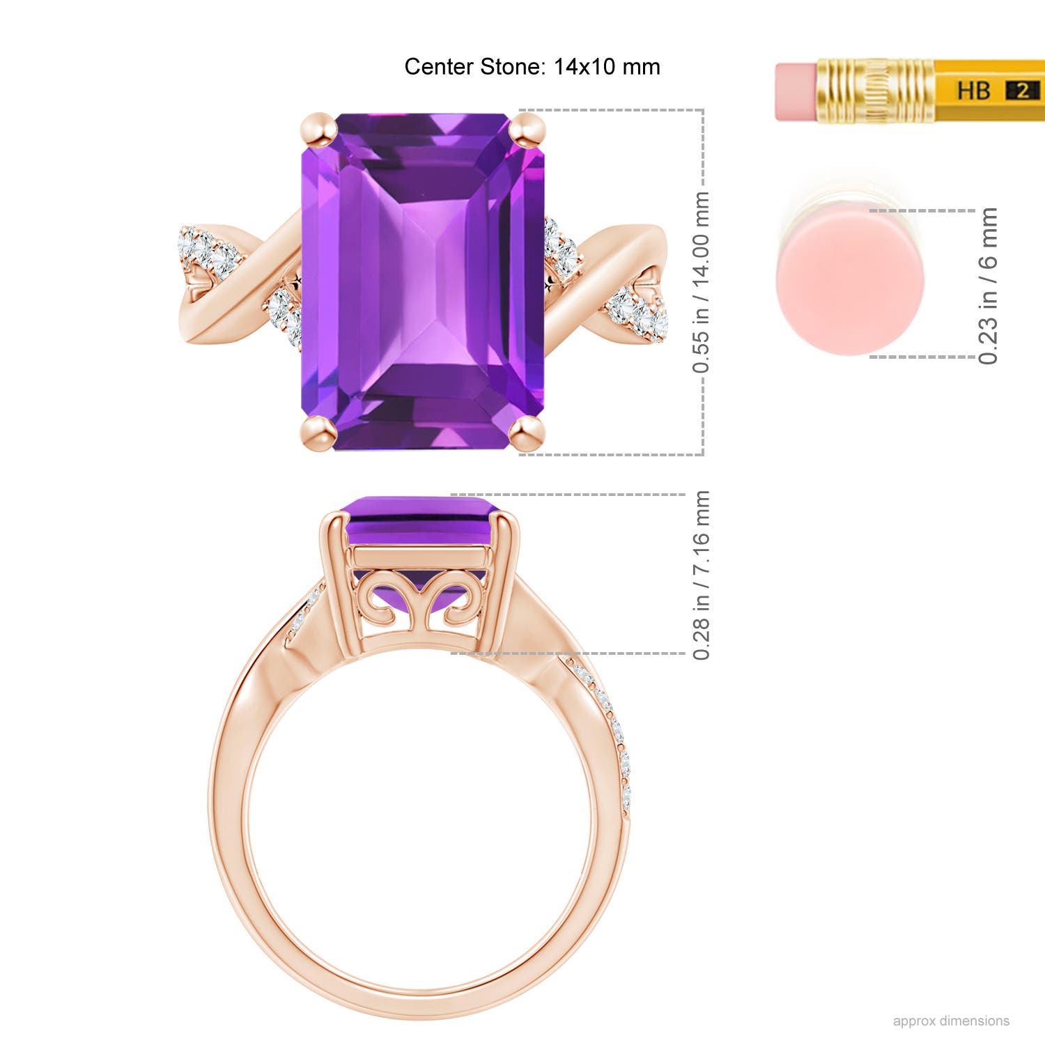 AAA - Amethyst / 6.7 CT / 14 KT Rose Gold