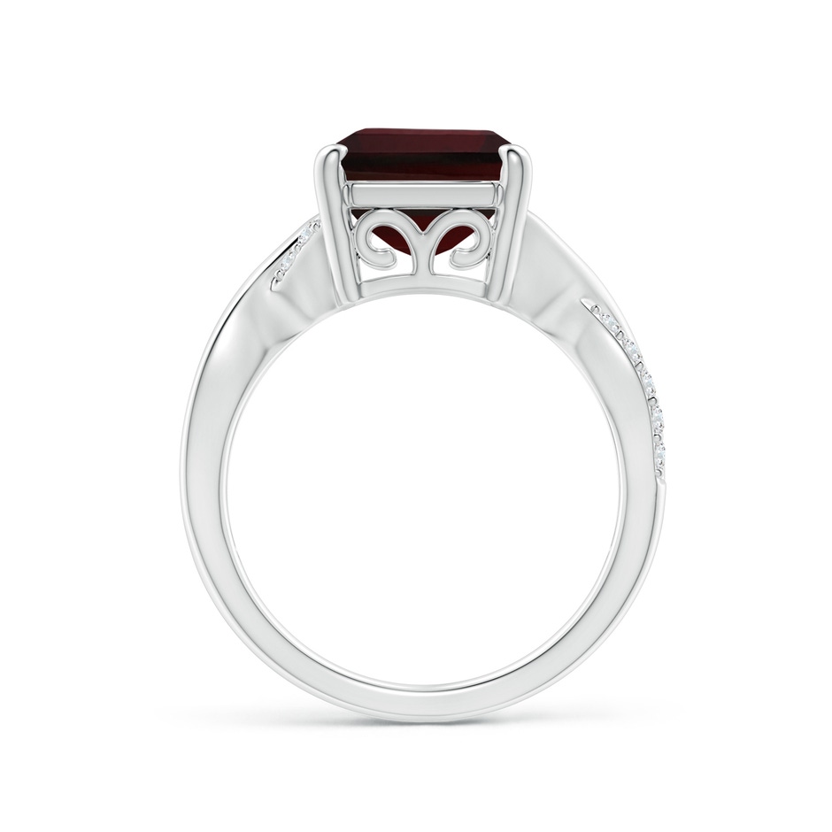 12x10mm A Emerald-Cut Garnet Crossover Shank Cocktail Ring in White Gold side 1