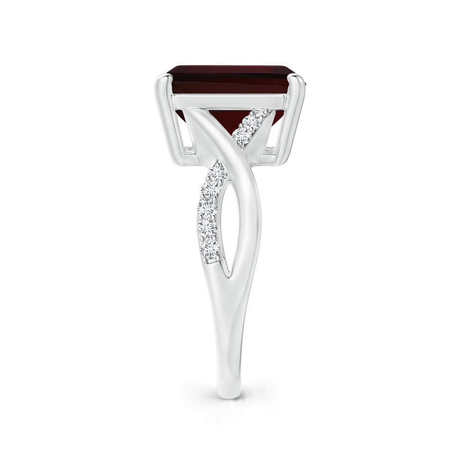 12x10mm A Emerald-Cut Garnet Crossover Shank Cocktail Ring in White Gold side 2