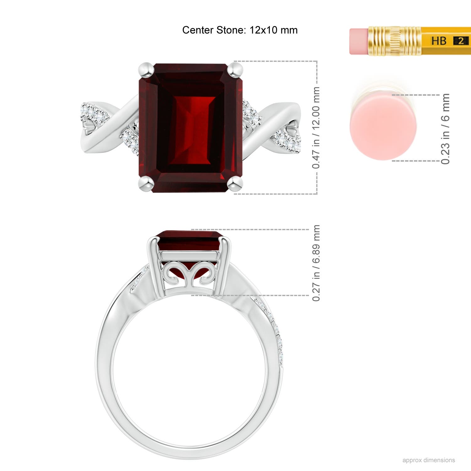 AA - Garnet / 7.62 CT / 14 KT White Gold