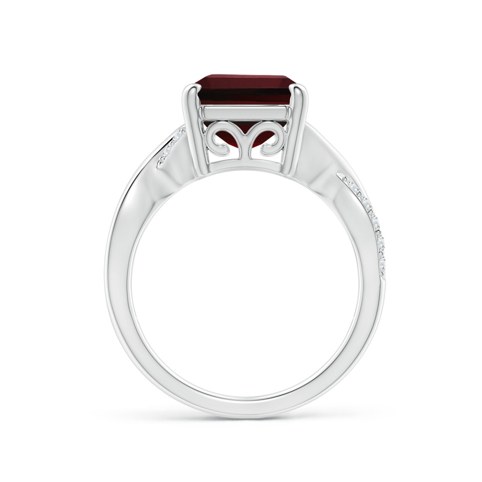 12x10mm AAA Emerald-Cut Garnet Crossover Shank Cocktail Ring in White Gold side 1