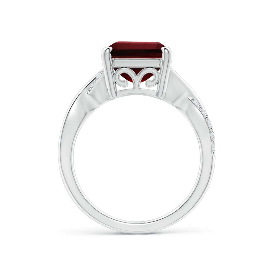 12x10mm AAAA Emerald-Cut Garnet Crossover Shank Cocktail Ring in P950 Platinum side 1