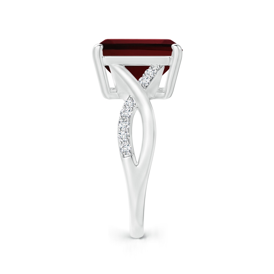 12x10mm AAAA Emerald-Cut Garnet Crossover Shank Cocktail Ring in White Gold side 2