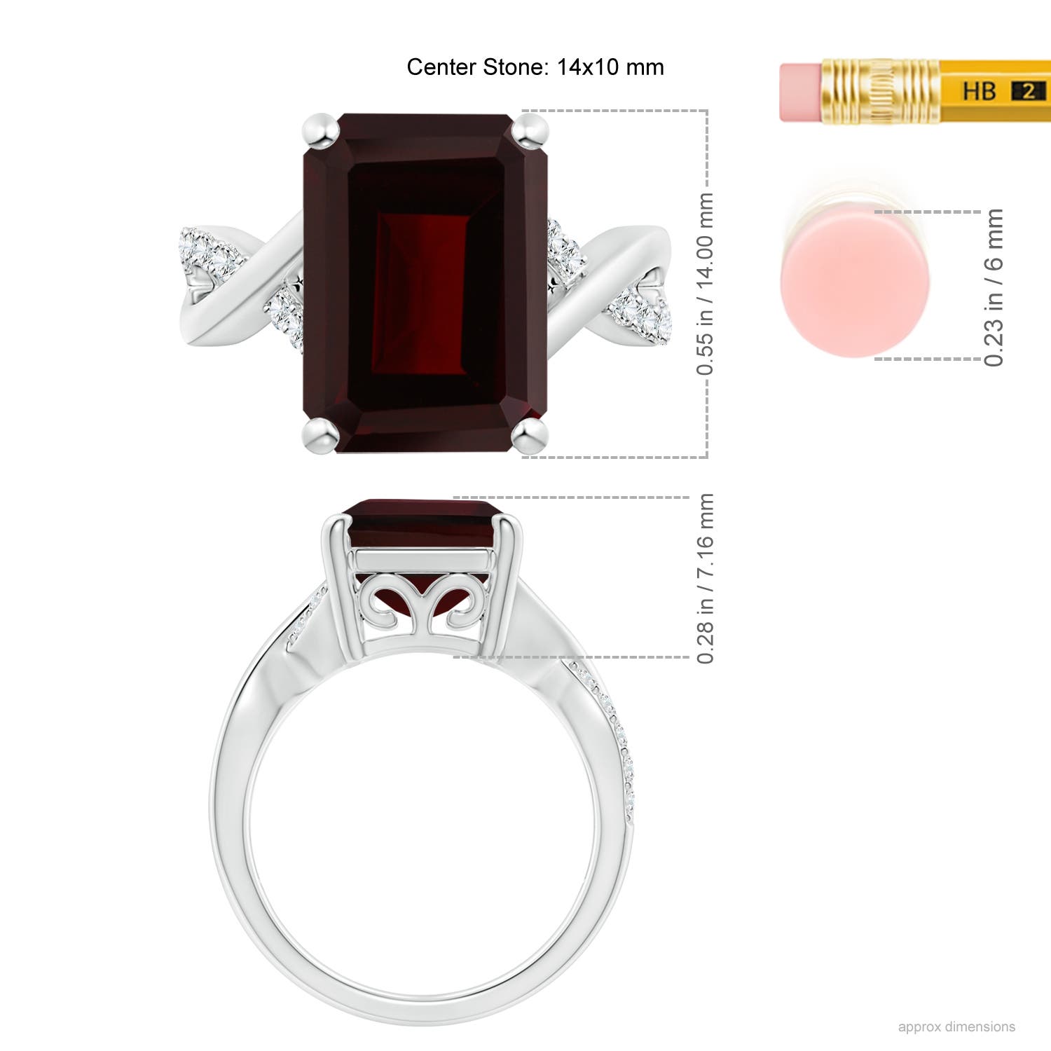 A - Garnet / 8.7 CT / 14 KT White Gold