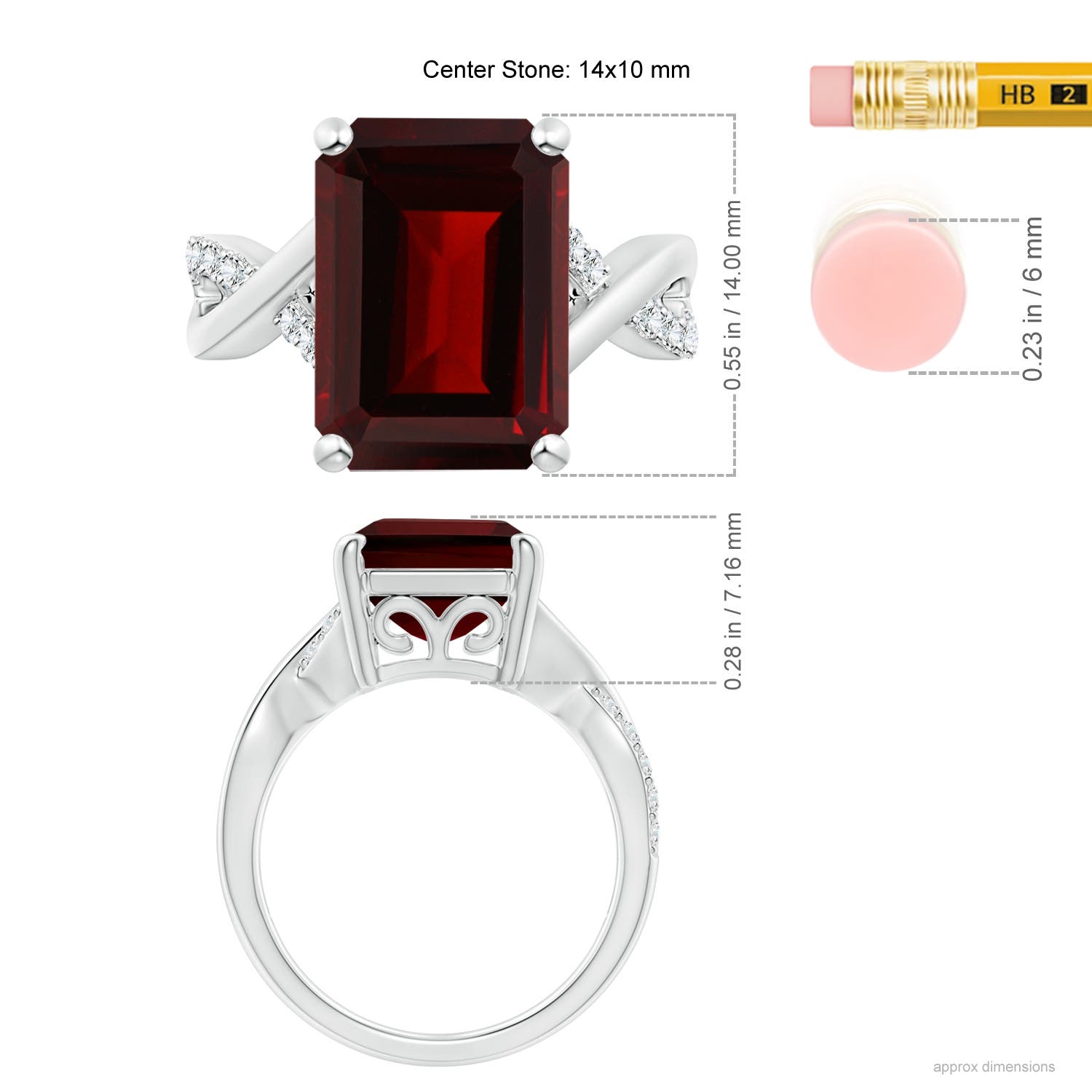 AA - Garnet / 8.7 CT / 14 KT White Gold