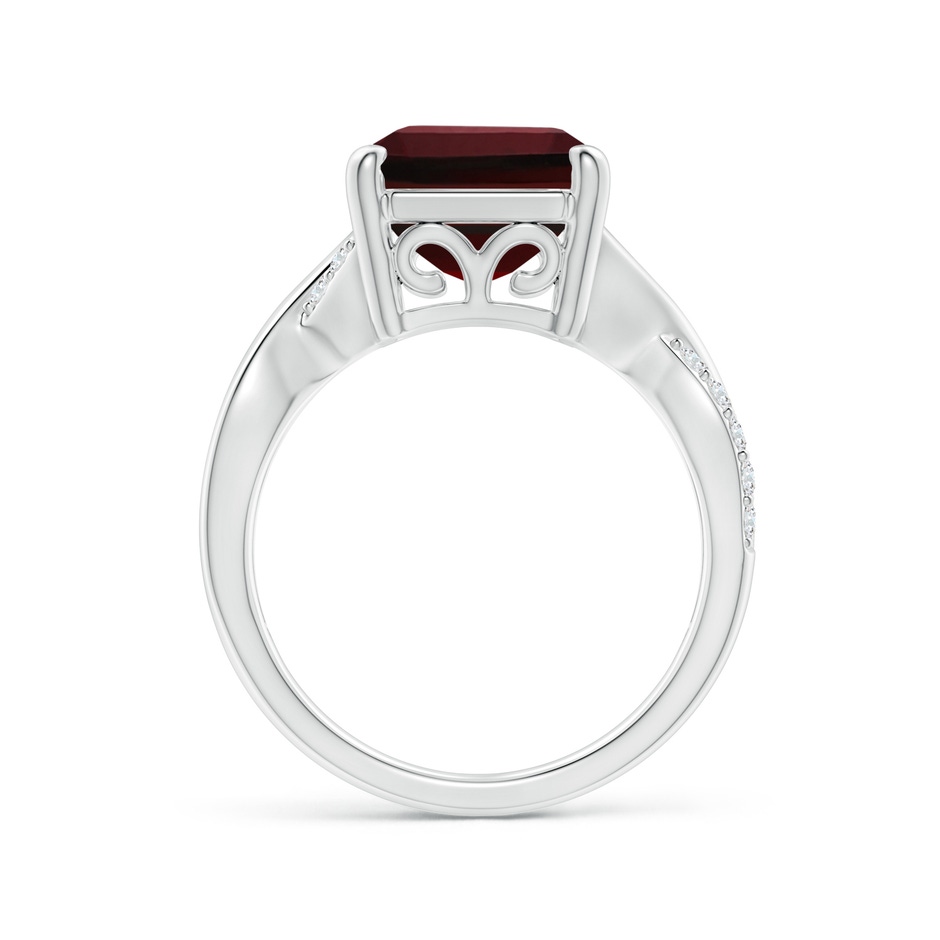 14x10mm AAA Emerald-Cut Garnet Crossover Shank Cocktail Ring in White Gold side 1