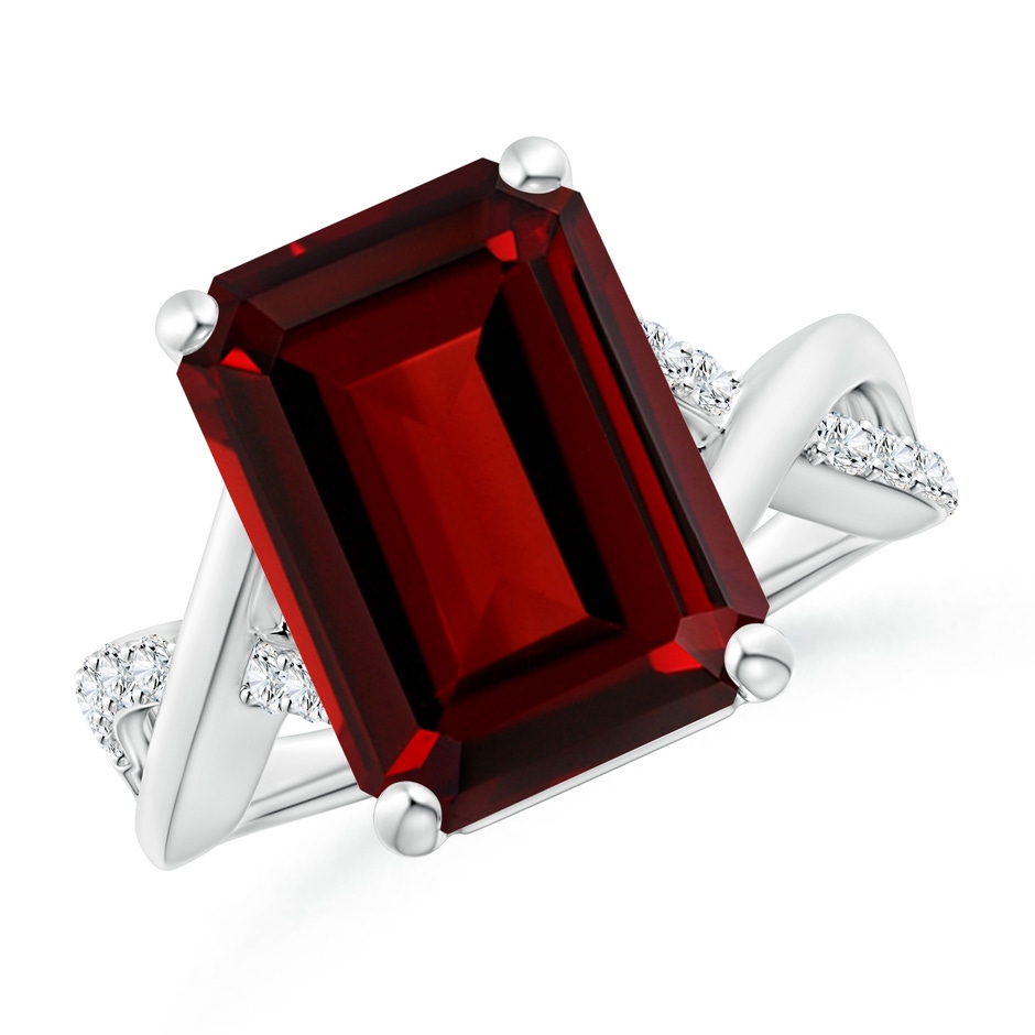 14x10mm AAAA Emerald-Cut Garnet Crossover Shank Cocktail Ring in P950 Platinum 