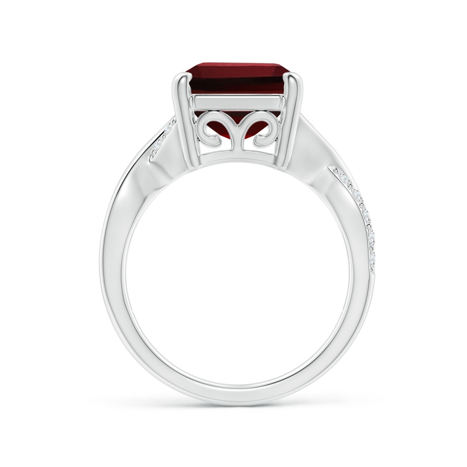 14x10mm AAAA Emerald-Cut Garnet Crossover Shank Cocktail Ring in P950 Platinum side 1