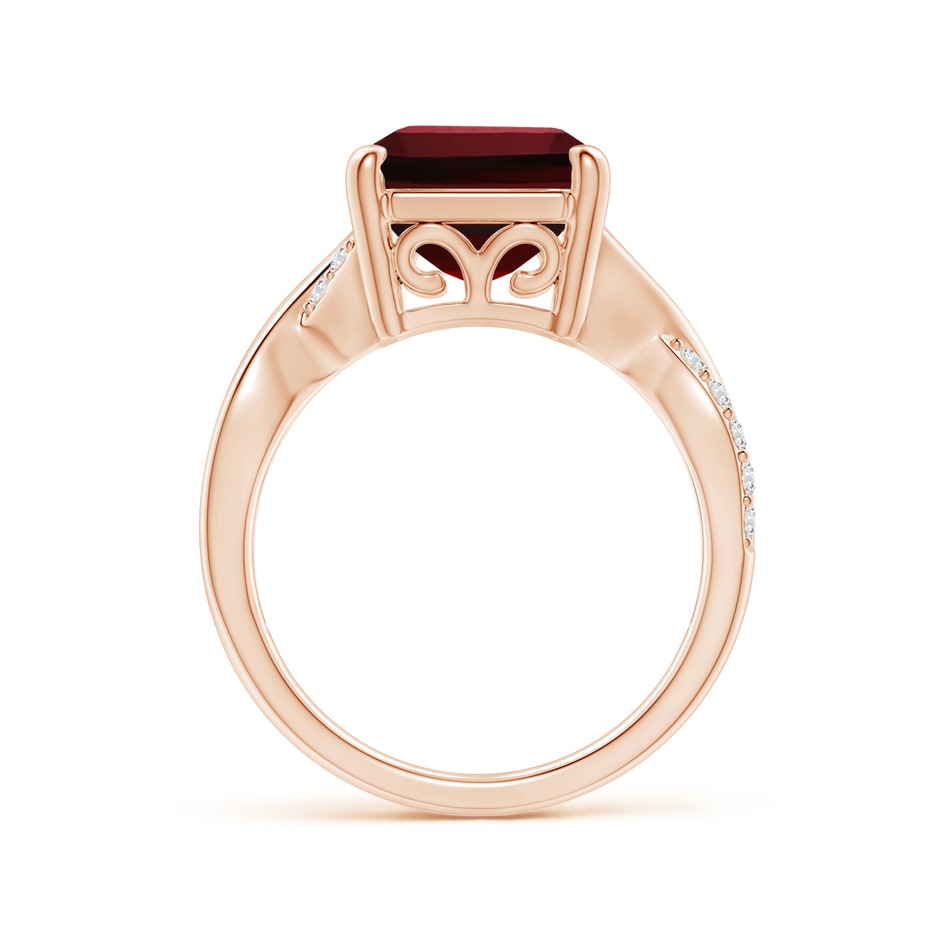 14x10mm AAAA Emerald-Cut Garnet Crossover Shank Cocktail Ring in Rose Gold side 1