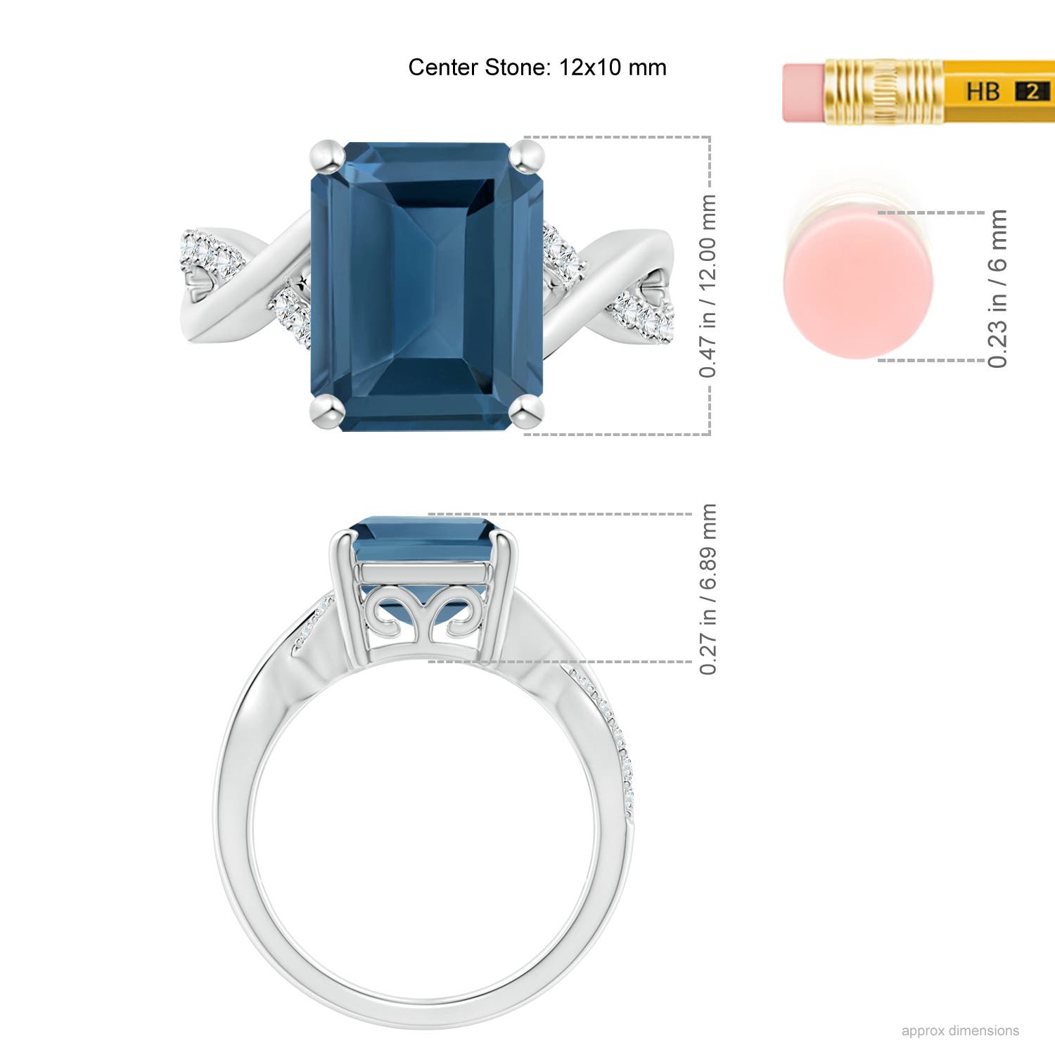 A - London Blue Topaz / 7.37 CT / 14 KT White Gold