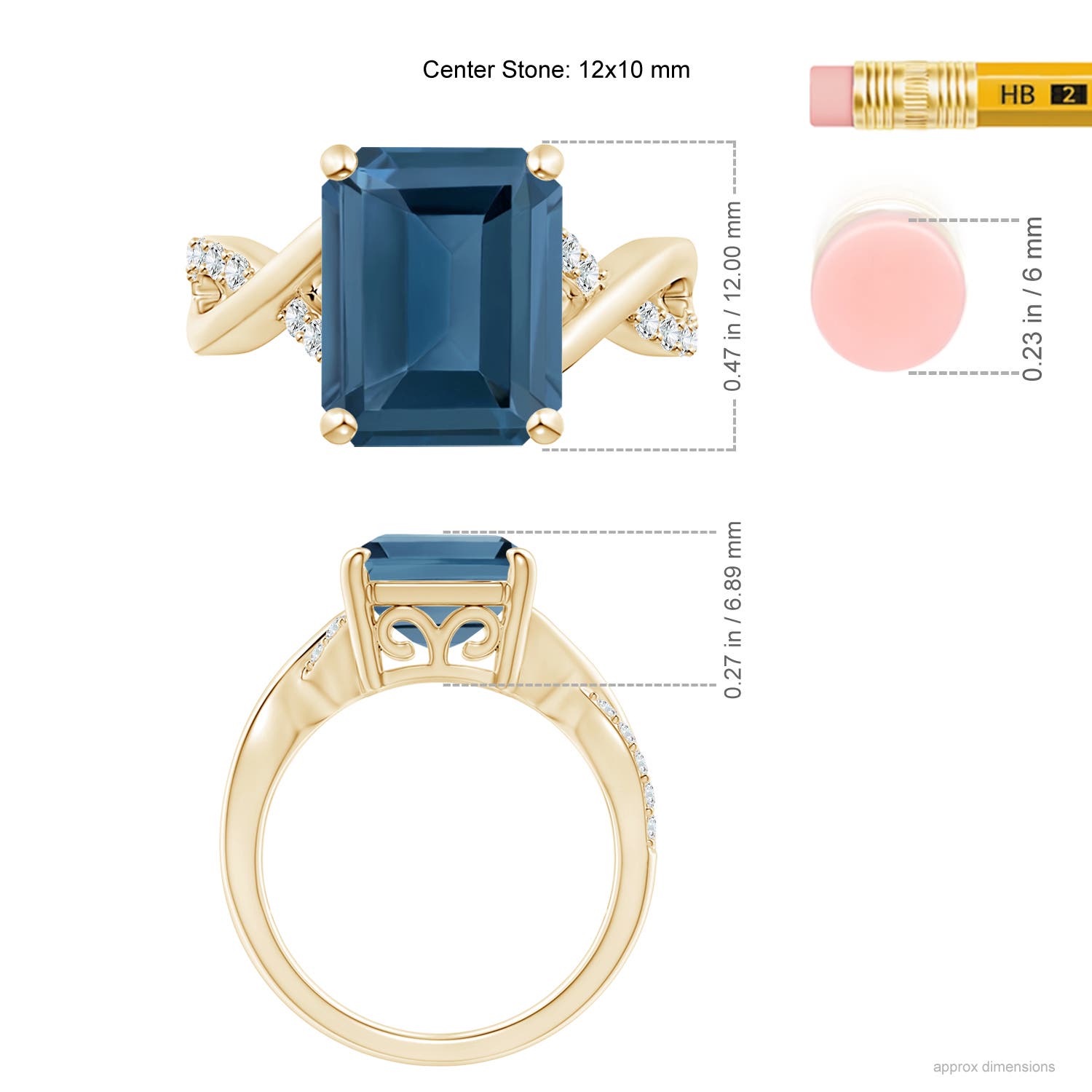 A - London Blue Topaz / 7.37 CT / 14 KT Yellow Gold